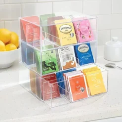 MDesign Plastic Tea Bag Caddy Box Storage Container Organizer Holder With 3 Drawers - For Kitchen Pantry, Cabinet, Countertop - Holds Coffee, Sugar Packets - Lumiere Collection - Clear 16 MDesign Plastic Tea Bag Caddy Box Storage Container Organizer Holder With 3 Drawers - For Kitchen Pantry, Cabinet, Countertop - Holds Coffee, Sugar Packets - Lumiere Collection - Clear -Kitchen Island Sale 51xcwaAmlmL