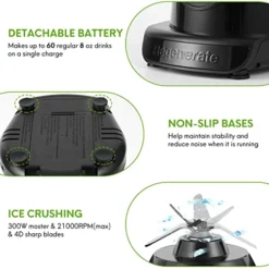 300W Cordless Portable Blender For Shakes And Smoothies, Regenerate Personal Large Size Cordless Mixer With Rechargeable Battery For Kitchen Outdoor Sports, Tritan 48 Oz Camping Blender Jar For Fruits, Veges, Black -Kitchen Island Sale 51xmlySFBdL