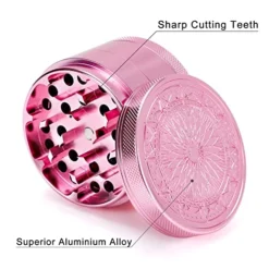 2.5 Inch Grinder, Large Spice Grinder With Exquisite Pattern, Pink