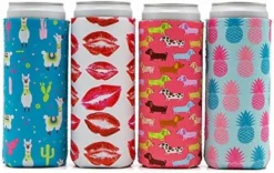 Arty Girl Kim Slim Can Coolers - Neoprene Insulated Slim Can Cooler For Tall Skinny 12oz Cans Like Truly Hard Seltzers And Red Bull - 4 Pack Camper -Kitchen Island Sale 51xvA3ykAQL. AC