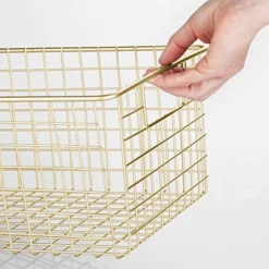 MDesign Metal Wire Food Storage Basket Organizer With Handles For Organizing Kitchen Cabinets, Pantry Shelf, Bathroom, Laundry Room, Closets, Garage - Concerto Collection - 8 Pack - Soft Brass -Kitchen Island Sale 51xvj1dNO7L