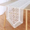 White Lace Table Runner Rectangle Embroidered Flowers Table Cloth For Table Outdoor Wedding Party Reception Table Decor （15.7 X 70 Inch）