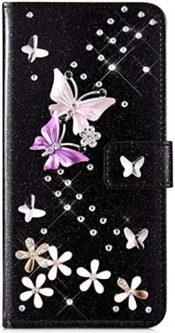 Compatible With Samsung Galaxy S8 Case Glitter Shiny Butterfly Rhinestone Floral Pu Leather Diamond Flash Bling Wallet Strap Case With Card Holder Magnetic Stand Flip Cover Case,Gold -Kitchen Island Sale 51yD 7eG5XL. AC 1