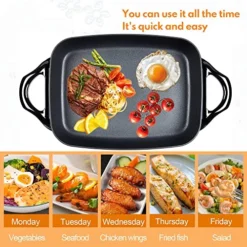 Black Electric Skillet, Spout Dishwasher Safe, Scratch Resistant, Non-Stick, Anti Slip Chassis, Adjustable Temperature 11 Black Electric Skillet, Spout Dishwasher Safe, Scratch Resistant, Non-Stick, Anti Slip Chassis, Adjustable Temperature -Kitchen Island Sale 51yFQLjNsZL