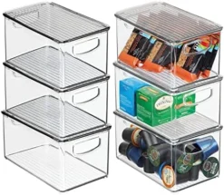 Plastic Pantry Storage Box Container With Lid And Built-In Handles - Organization For Flour, Cereal, Pasta, Rice, Or Food In Kitchen Cupboard, Ligne Collection, 6 Pack, Clear/Clear -Kitchen Island Sale 51ybDuwlBkL. AC