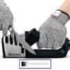 4 In 1 Kitchen Knife Sharpener With Ceramic Scissor Slot - Includes 2 Cut Resistant Gloves & Brush - Repairs , Sharpens, And Polishes Knives With Diamond, Ceramic & Tungsten Steel Blades