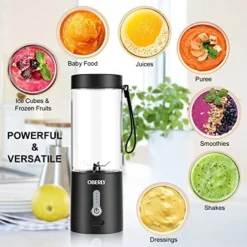 Portable Blender For Shakes And Smoothies, OBERLY Personal Travel Blender For Protein With 4000mAh USB Rechargeable Battery, Crush Ice, Frozen Fruit And Drinks, 18 Oz Mini Travel Cup