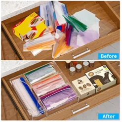 Bag Storage Organizer, Acrylic Baggie Organizer Plastic Bag Dispenser Holder For Gallon Quart Sandwich And Snack, Compatible With Cling Wrap, Wax, Foil, Gallon, Quart, Sandwich, Snack - Clear -Kitchen Island Sale 51zKHgI6U5L