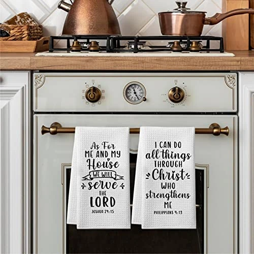 Christian Gifts For Women Men, Bible Verse Scripture Kitchen Towels With Inspirational Thoughts And Prayers, Religious Christmas Housewarming Gift, 2 Pack Waffle Weave Christian Dish Towels 4 Christian Gifts For Women Men, Bible Verse Scripture Kitchen Towels With Inspirational Thoughts And Prayers, Religious Christmas Housewarming Gift, 2 Pack Waffle Weave Christian Dish Towels - Image 4