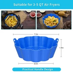 2 Pack Air Fryer Silicone Liners, Silicone Air Fryer Liners, Replacement Of Flammable Parchment Paper, Air Fryer Liners Silicone For 3QT - 5QT (Blue-Grey) -Kitchen Island Sale 51zVV0RglXL
