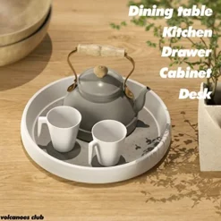  CLUB 10 Inch Rotating Lazy Susan Organizer - Non-Skid Lazy Susan Turntable For Spice Rack/Cabinet/Pantry/Refrigerator - Perfect For Kitchen/Bathroom/Office - (White & Gray) -Kitchen Island Sale 51zbN8h4WmL