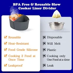 2-in-1 Silicone Slow Cooker Liners Fit For 6-7 QT Crockpot, Silicone Slow Cooker Divider Liner, Reusable/BPA Free/Leakproof/Slow Cooker Accessories Cooking Liner For 6-7 Quart Pot -Kitchen Island Sale 51zc2rLW6LL