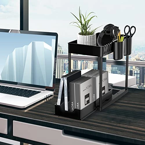 Wohingo Under Sink Sliding Organizers,2 Tier Home Under Cabinet Basket Organization And Storage Rack,Multi-purpose Countertop Storage Shelf For Bathroom Kitchen 4 Wohingo Under Sink Sliding Organizers,2 Tier Home Under Cabinet Basket Organization And Storage Rack,Multi-purpose Countertop Storage Shelf For Bathroom Kitchen - Image 4