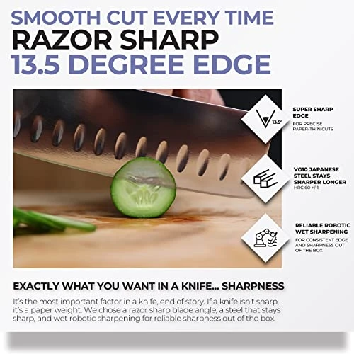 Best Nakiri Knife Square Vegetable Knife - Hallowed Edge Razor Sharp Japanese VG10 High Carbon Steel - Full Tang Balanced Handle For Produce, Fruits, And Veggies 2 Best Nakiri Knife Square Vegetable Knife - Hallowed Edge Razor Sharp Japanese VG10 High Carbon Steel - Full Tang Balanced Handle For Produce, Fruits, And Veggies - Image 2