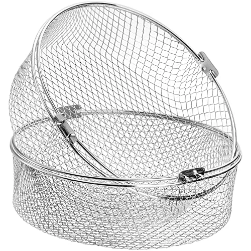 2 Pack Air Fryer Basket, 8 Inch Air Fryer Replacement Accessory Mesh Basket With Handle, 18/8 Stainles Steel Steamer Basket For Air Fryer, Instant Pot, Oven, Steamer 4 2 Pack Air Fryer Basket, 8 Inch Air Fryer Replacement Accessory Mesh Basket With Handle, 18/8 Stainles Steel Steamer Basket For Air Fryer, Instant Pot, Oven, Steamer - Image 4
