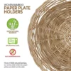10-Inch Bamboo Paper Plate Holder (4 Count) - Heavy Duty Wicker Reusable Paper Plate Holders - Natural Charger Plates