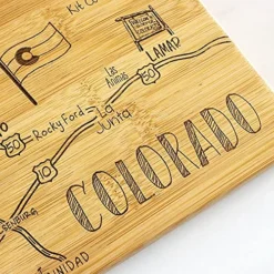 Destination Colorado State Shaped Serving And Cutting Board, Includes Hang Tie For Wall Display -Kitchen Island Sale 619ShIMSXZS