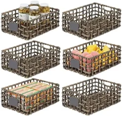 MDesign Hyacinth Open Weave Kitchen Cabinet Pantry Basket With Built-in Chalkboard Label For Organizing Kitchen Pantry, Cabinet, Cupboard, Shelves - Holds Food, Drinks, Snacks, 6 Pack - White Wash 15 MDesign Hyacinth Open Weave Kitchen Cabinet Pantry Basket With Built-in Chalkboard Label For Organizing Kitchen Pantry, Cabinet, Cupboard, Shelves - Holds Food, Drinks, Snacks, 6 Pack - White Wash -Kitchen Island Sale 619Yqpwj92L. AC