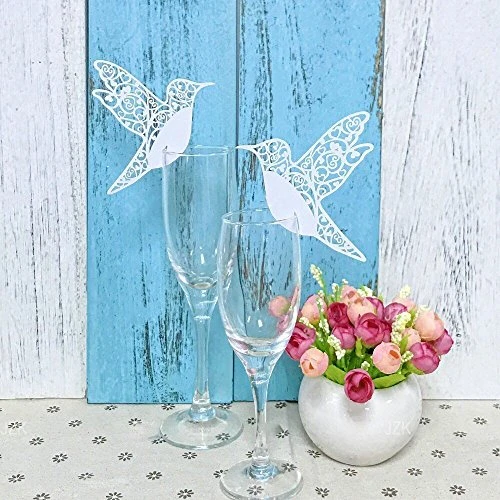 (White Bird On Wineglass) - JZK 50 X Pearly White Place Holder Table Name Card Cards For Wedding Baby Shower Holy Communion Birthday Party (White Bird On Wineglass) 1 (White Bird On Wineglass) - JZK 50 X Pearly White Place Holder Table Name Card Cards For Wedding Baby Shower Holy Communion Birthday Party (White Bird On Wineglass)