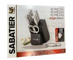 Sabatier Self-Sharpening Edgekeeper 10 Piece Forged German Steel Knife Set… (Silver Steel)