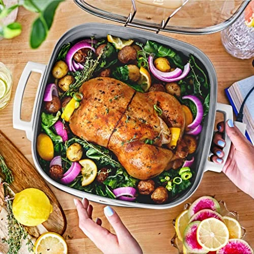 Electric Skillet, The 5-in-1 Expandable Skillet Sautes, Steams, Simmers, Slow Cooks, White 2 Electric Skillet, The 5-in-1 Expandable Skillet Sautes, Steams, Simmers, Slow Cooks, White - Image 2