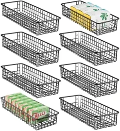 MDesign Metal Wire Food Storage Basket Organizer With Handles For Organizing Kitchen Cabinets, Pantry Shelf, Bathroom, Laundry Room, Closets, Garage - Concerto Collection - 8 Pack - Soft Brass -Kitchen Island Sale 61LcN24ALL. AC