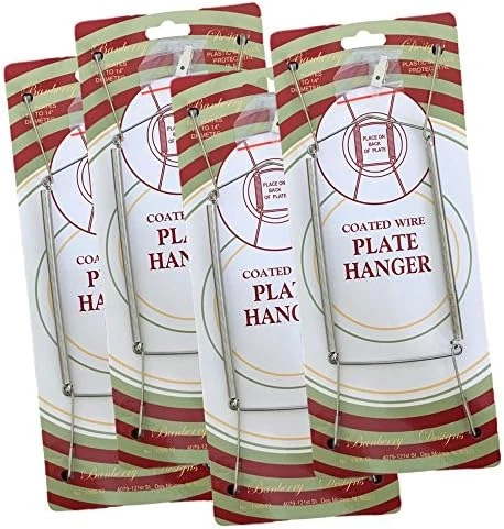 Chrome Vinyl Coated Plate Hanger 10 To 14 Inch Pack Of 4 Hangers - Plate Hangers For The Wall 1 Chrome Vinyl Coated Plate Hanger 10 To 14 Inch Pack Of 4 Hangers - Plate Hangers For The Wall