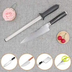 Wiitek 10inch Diamond Knife Honing Rod, Professional Chef Knife Sharpening Steel, Kitchen Knives Sharpeners, Oval 600# Grit, Ideal For Chef Knife, Cooking Knife, Butchers Knife And Japanese Knife -Kitchen Island Sale 61MpvpFCwbL