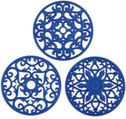 Silicone Trivet ME.FAN 3 Set Silicone Trivet Mat - Multi-Use Intricately Carved Insulated Flexible Durable Non Slip Coasters (Black) -Kitchen Island Sale 61Nao7c7 jL. AC