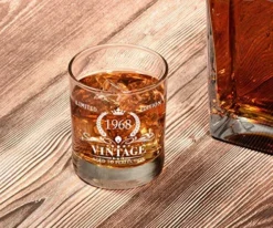 1968 55th Birthday Gifts For Men, Vintage Whiskey Glass 55 Birthday Gifts For Dad, Son, Husband, Brother, Funny 55th Birthday Gifts Present Ideas For Him, 55 Year Old Bday Party Decoration
