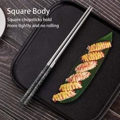 Stainless Steel Chopsticks Titanium Plated Metal Chopsticks Reusable Dishwasher Safe Premium Japanese Korean Chopstick Laser Engraved Anti-slip Chop Sticks For Eating 2 Pairs Gift Set Black Silver 11 Stainless Steel Chopsticks Titanium Plated Metal Chopsticks Reusable Dishwasher Safe Premium Japanese Korean Chopstick Laser Engraved Anti-slip Chop Sticks For Eating 2 Pairs Gift Set Black Silver -Kitchen Island Sale 61Q5Du4opWL