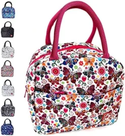 Waterproof Insulated Reusable Lunch Bag Food Drinks Container With Front Padded Pocket Double Zippers For Kids Men Women Work School Picnic Butterflies -Kitchen Island Sale 61VP6GK0W6L. AC