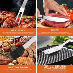 Hef Barbeque Grill Accessories For Outdoor Grill - Grilling Accessories - BBQ Grill Set - Grilling Gifts For Men - Birthday Gifts For Men - BBQ Smoker Accessories - BBQ Accessories - 25 PC -Kitchen Island Sale 61W1TVZGg1L
