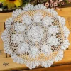 Lace Doilies Crochet Cloth Table Placemat Handmade Round Coasters Rosary Doily, 100% Cotton Pack Of 4, 15 Inch (40cm X 40cm) (White)