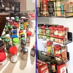 ZLEYECZ 4 Pack Magnetic Spice Rack Organizer, Space Saver For Refrigerator/Stove Oven/Microwave Oven And Washing Machine,Metal Fridge Shelf，Black… -Kitchen Island Sale 61Y9lHa6z0L