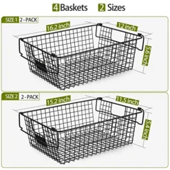 4 Pack [ XXXL Large ] STACKABLE Wire Baskets For Organizing - Pantry Storage And Organization Metal Bins For Produce, Food, Fruit - Kitchen Bathroom Closet Cabinet, Countertop, Under Sink Organizer -Kitchen Island Sale 61ZQ1PkTzJL