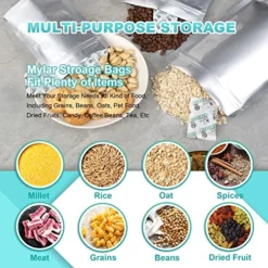100pcs Mylar Bags For Food Storage With Oxygen Absorbers & Labels, 10 Mil Thick 3 Sizes (1 Gallon, 1 Quart, 1/2 Pint) - Stand-Up, Resealable & Heat Sealable For Long Term Food Storage -Kitchen Island Sale 61cYnYpQZPL