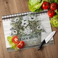Art Vintage Farmhouse 3mm Heat Tolerant Tempered Glass Cutting Board 15” X 12” Manufactured In The USA Dishwasher Safe -Kitchen Island Sale 61dRbxTSg7L