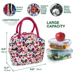 Waterproof Insulated Reusable Lunch Bag Food Drinks Container With Front Padded Pocket Double Zippers For Kids Men Women Work School Picnic Butterflies -Kitchen Island Sale 61eD9IG5GVL