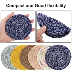 Braided Coasters For Drinks, 6 Pcs Round Handmade Woven Fabric Desk Coasters, Absorbent Cotton Cup Coasters Heat-Resistant Hot Pads Mats For Kitchen Dining Table Protection -Kitchen Island Sale 61fMwdrTUNL