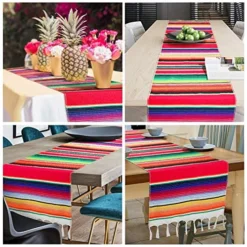 2 Pack Mexican Serape Table Runners 14 X 84 Inch For Mexican Party Wedding Decorations Outdoor Picnics Dining Table, Fringe Cotton Handwoven Table Runner -Kitchen Island Sale 61hY55RFuuL