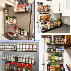 ZLEYECZ 4 Pack Magnetic Spice Rack Organizer, Space Saver For Refrigerator/Stove Oven/Microwave Oven And Washing Machine,Metal Fridge Shelf，Black… -Kitchen Island Sale 61jeqVmiwfL