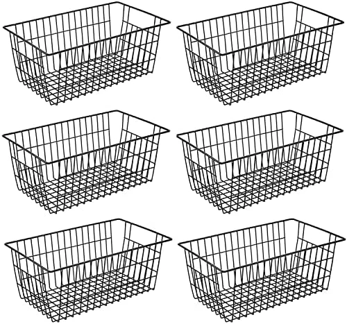 15.2" Metal Wire Baskets For Organizing 6 Pack, Household Pantry Storage Freezer Organizer Bins With Handles, Freezer Baskets For Upright Freezer, Refrigerators, Kitchen Cabinets, White 12 15.2" Metal Wire Baskets For Organizing 6 Pack, Household Pantry Storage Freezer Organizer Bins With Handles, Freezer Baskets For Upright Freezer, Refrigerators, Kitchen Cabinets, White - Image 12
