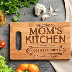 Gifts For Mom, Personalized Mom Cutting Board | 12 Designs - 6" X 9" | Custom Mothers Day Gifts For Mom, Grandma - Mom Gifts From Daughter Or Son - Bamboo Handle -Kitchen Island Sale 61lJNzYxRzL