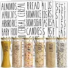136 Pantry Labels For Food Containers, Preprinted Clear Kitchen Food Labels For Organizing Storage Canisters & Jars, Black All Caps + Numbers Stickers (Water Resistant)
