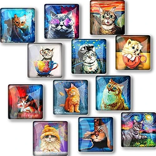 12Pcs Glass Strong Magnetic Refrigerator Magnet - Square Glass Fridge Decoration With A Powerful Flat Magnet, Office Whiteboard Magnet, Cabinet Magnet, Cabinet Cute Locker Magnet 5 12Pcs Glass Strong Magnetic Refrigerator Magnet - Square Glass Fridge Decoration With A Powerful Flat Magnet, Office Whiteboard Magnet, Cabinet Magnet, Cabinet Cute Locker Magnet - Image 5