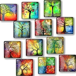 12Pcs Glass Strong Magnetic Refrigerator Magnet - Square Glass Fridge Decoration With A Powerful Flat Magnet, Office Whiteboard Magnet, Cabinet Magnet, Cabinet Cute Locker Magnet