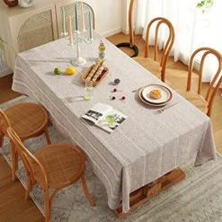 60 X 120 Inches Farmhouse Style Linen Tablecloths, Wrinkle Resistant Washable Dining Room Table Cloths For 8 Foot Rectangle Tables - Light Coffee -Kitchen Island Sale 61pWUgyzx3L