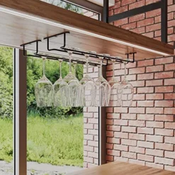 Wallniture Brix Wine Glass Holder Under Cabinet Kitchen Organization And Storage For Kitchen Decor, Black Iron 17 Inch Set Of 2 -Kitchen Island Sale 61qIl8ADCUL