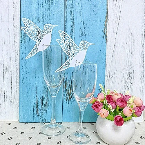 (White Bird On Wineglass) - JZK 50 X Pearly White Place Holder Table Name Card Cards For Wedding Baby Shower Holy Communion Birthday Party (White Bird On Wineglass) 3 (White Bird On Wineglass) - JZK 50 X Pearly White Place Holder Table Name Card Cards For Wedding Baby Shower Holy Communion Birthday Party (White Bird On Wineglass) - Image 3